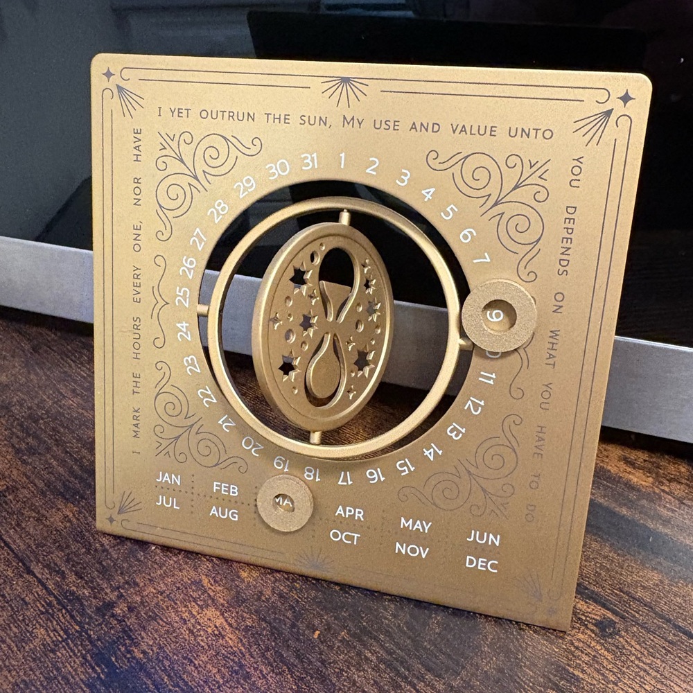 Harry Potter Time-Turner Themed Gold Perpetual Desk Calendar